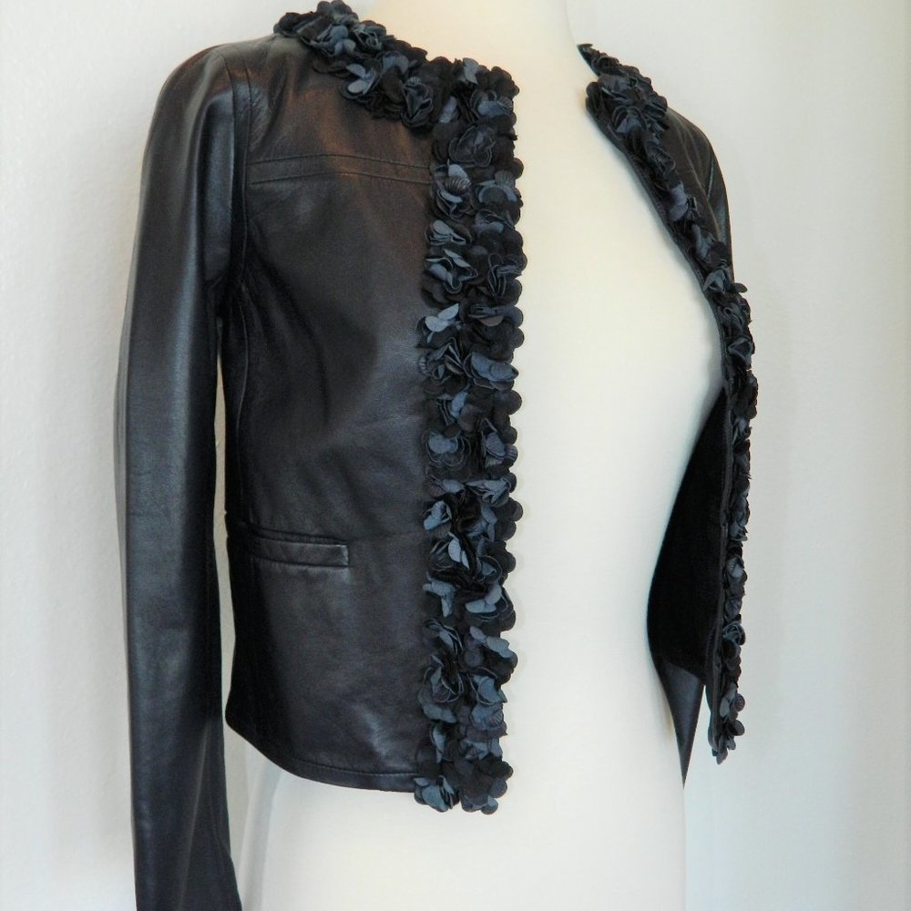 Tory Burch Petite Leather Cropped Jacket Size